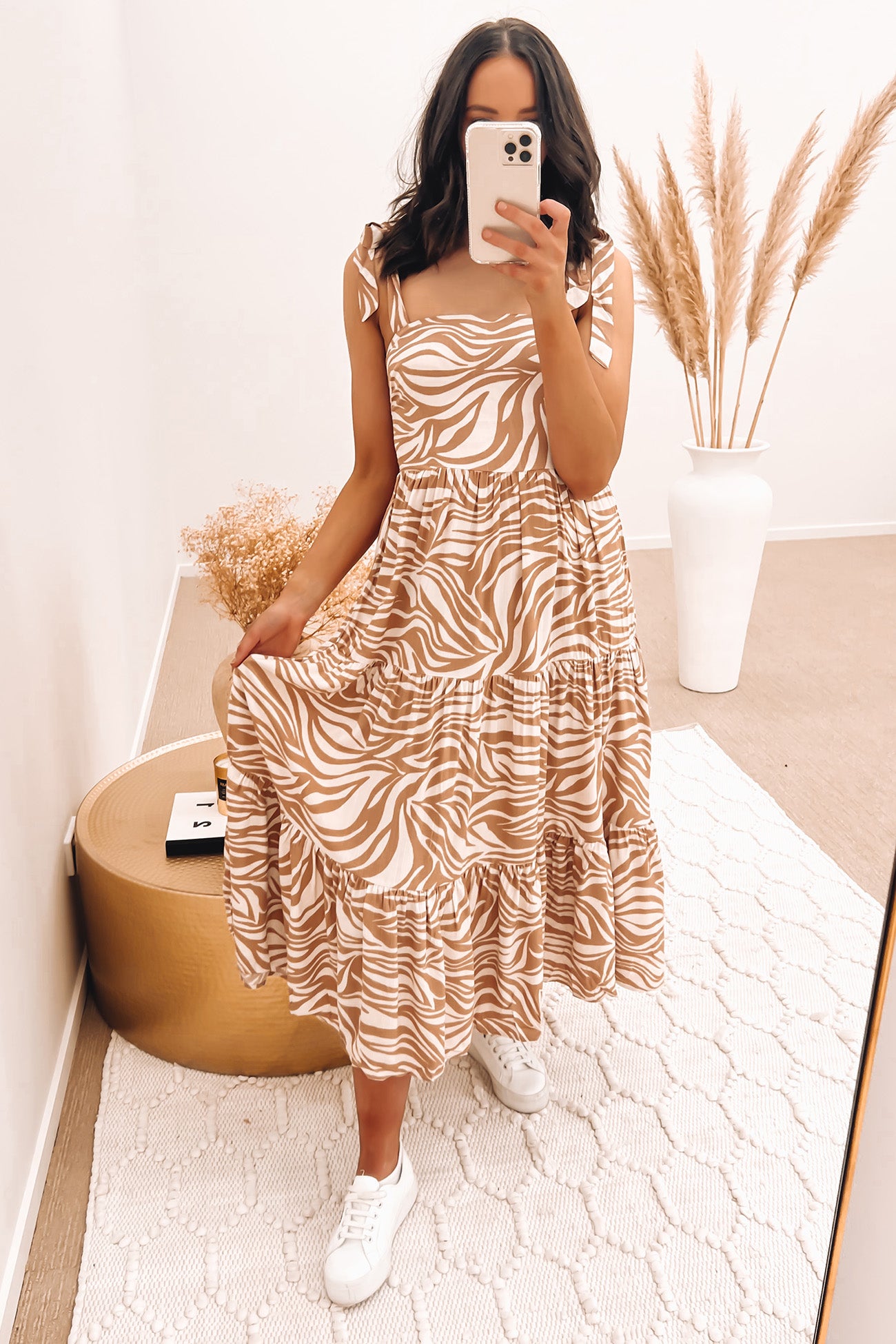 Jardi Midi Dress Brown