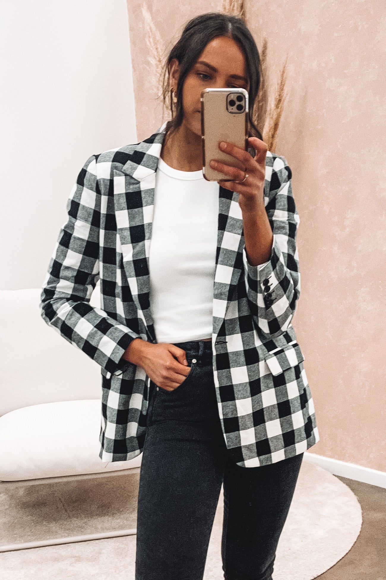 Jasper Check Blazer Black