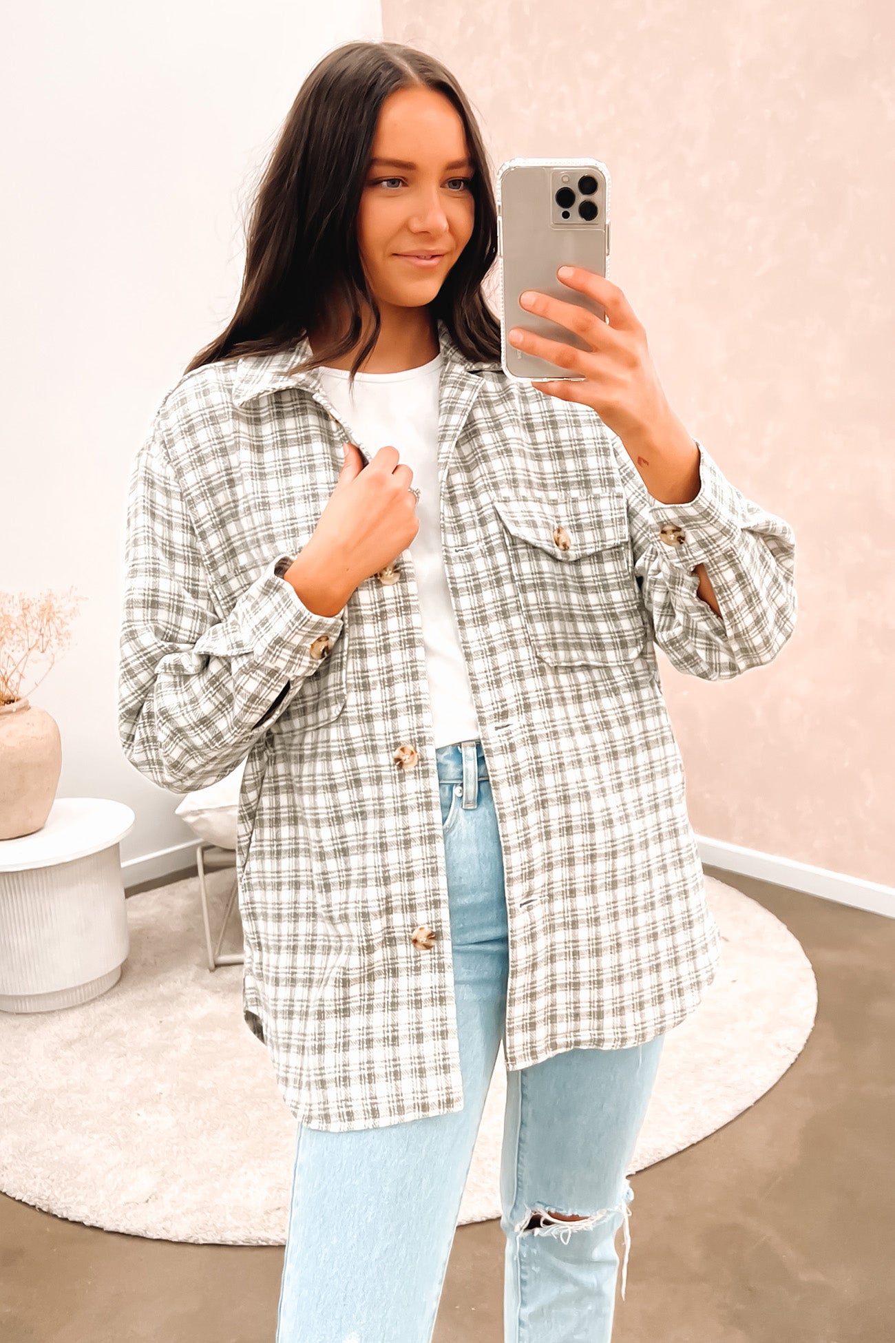 Jemma Shacket Grey Check