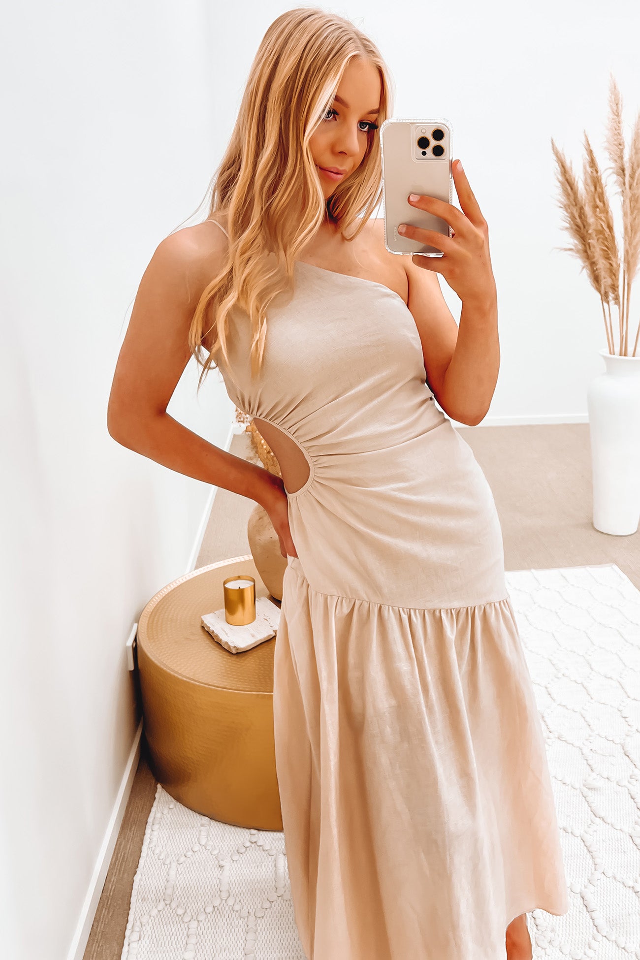 Julien Midi Dress Beige