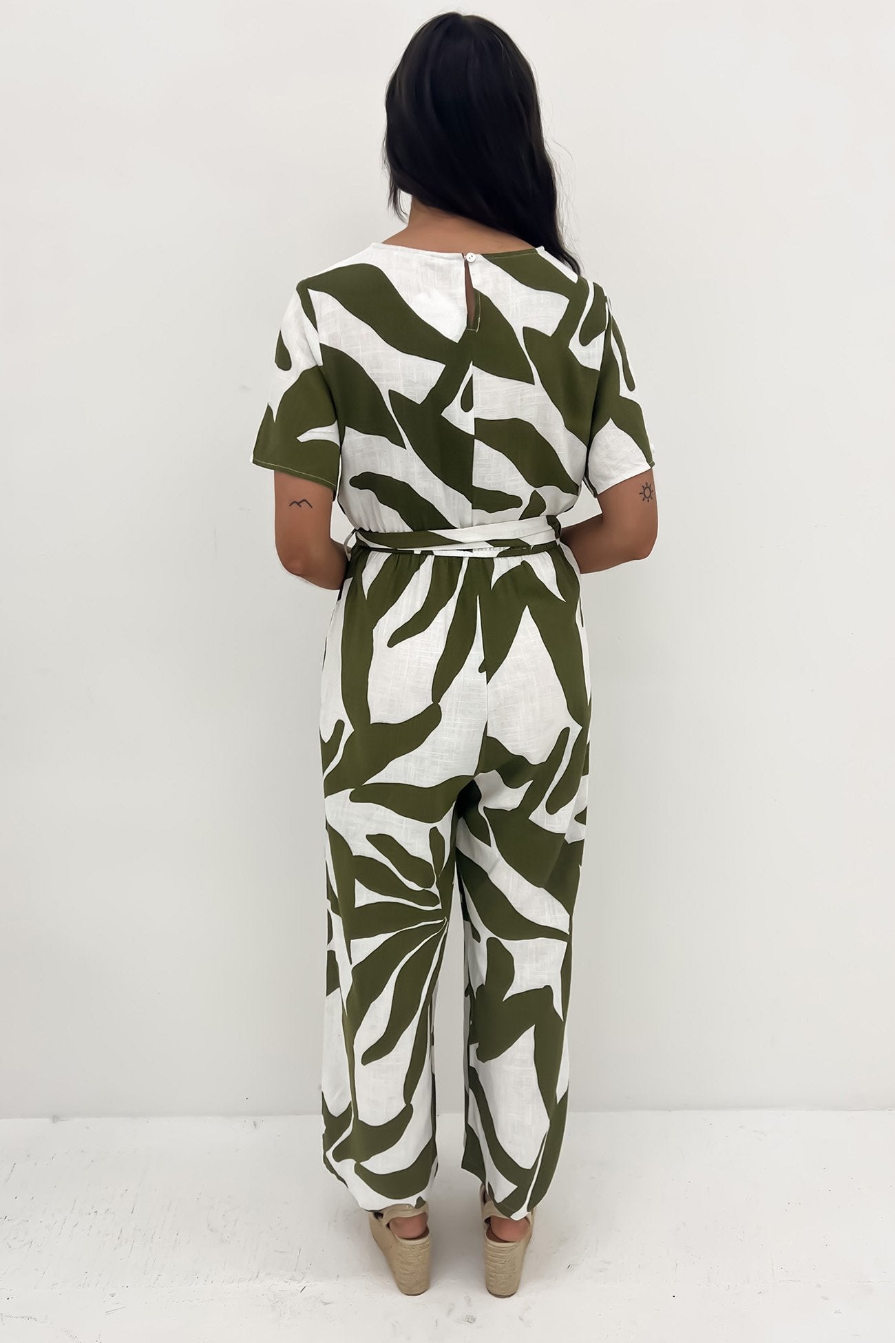 Julietta Jumpsuit Khaki White