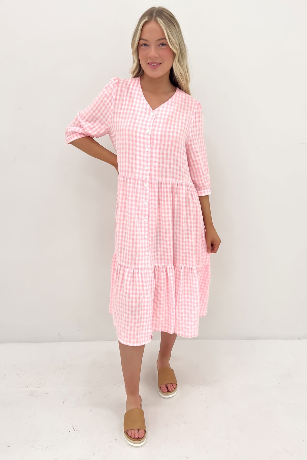 red midi dresses for women Rihoas Linen Blend Cut Out Midi Dress