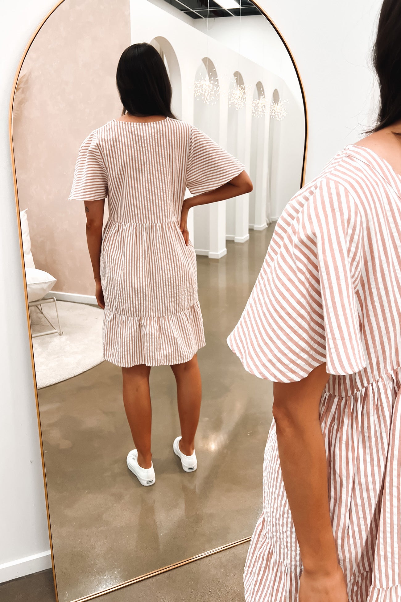 Kelis Mini Dress Deep Pink White Stripe