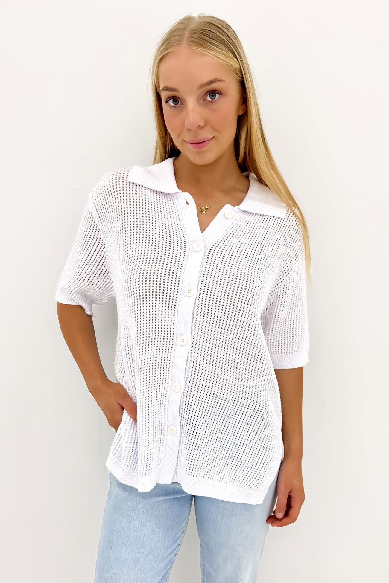 Kylah Knit Top White