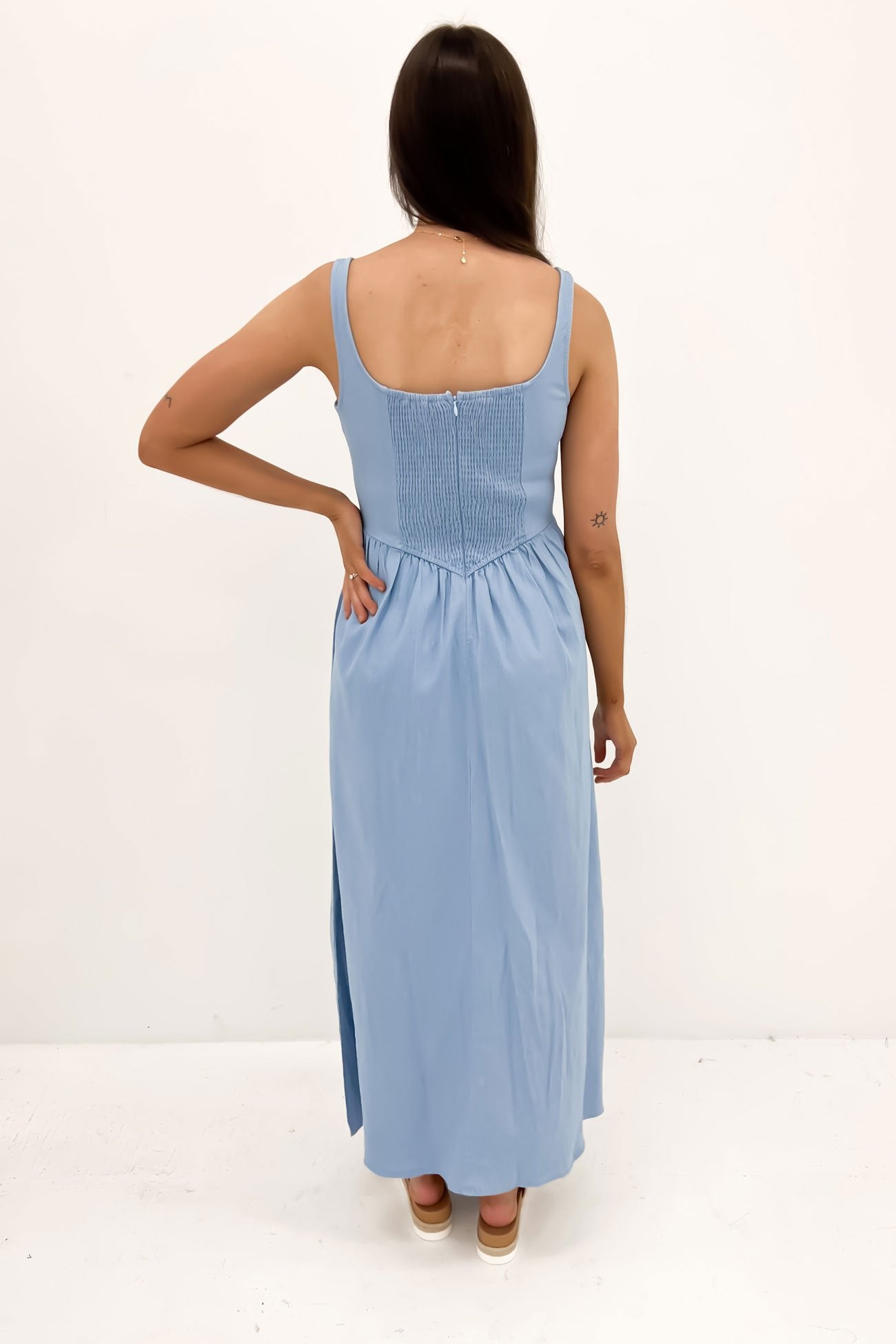 Loren Denim Midi Dress Blue