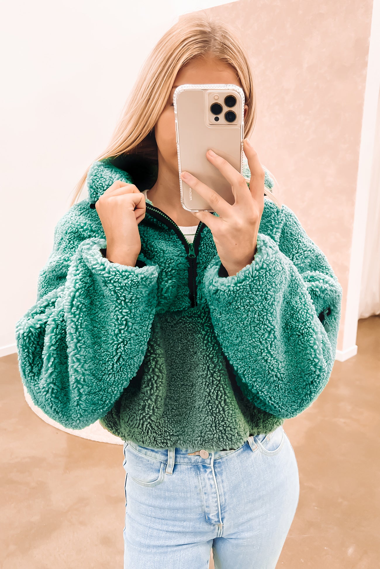 Loui Faux Fur Jacket Pine W Hunter Green