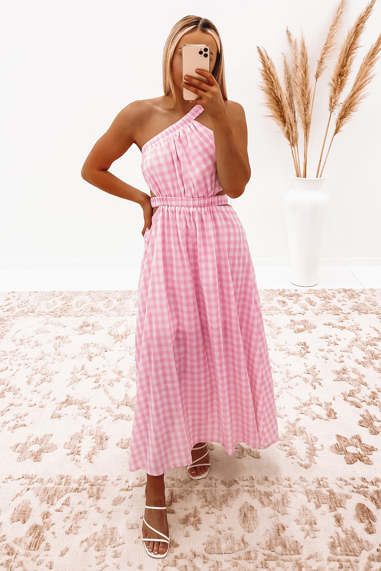 Macey Maxi Dress Pink Check