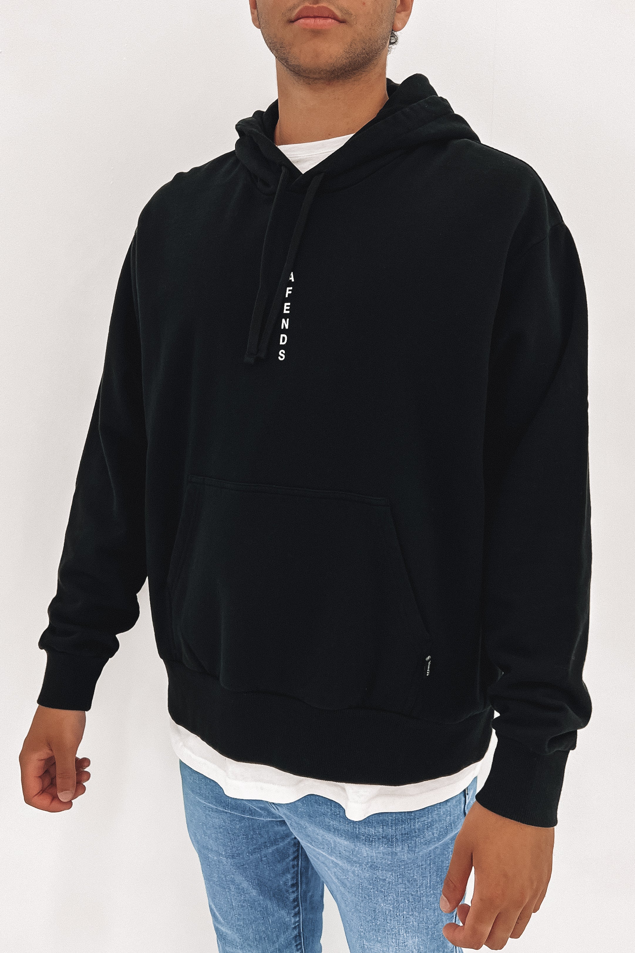 Machine Recycled Pull On Hood Black