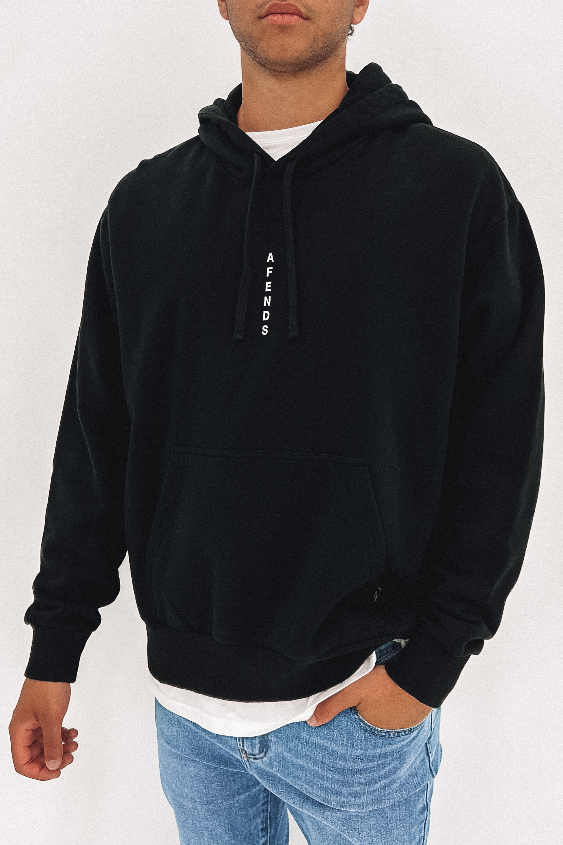 Machine Recycled Pull On Hood Black