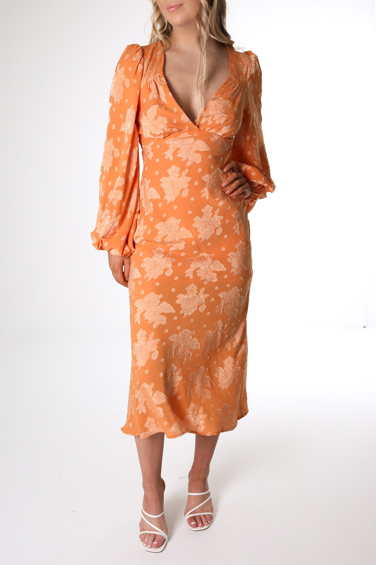 Mateo Midi Dress Orange