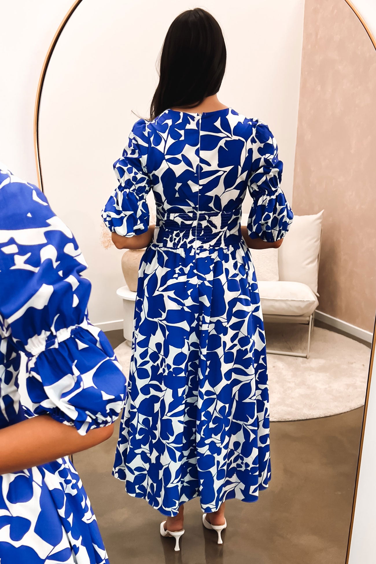 Matilda Midi Dress Blue White