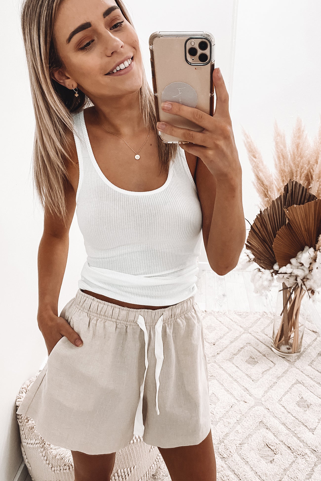 Maya Long Line Rib Tank White