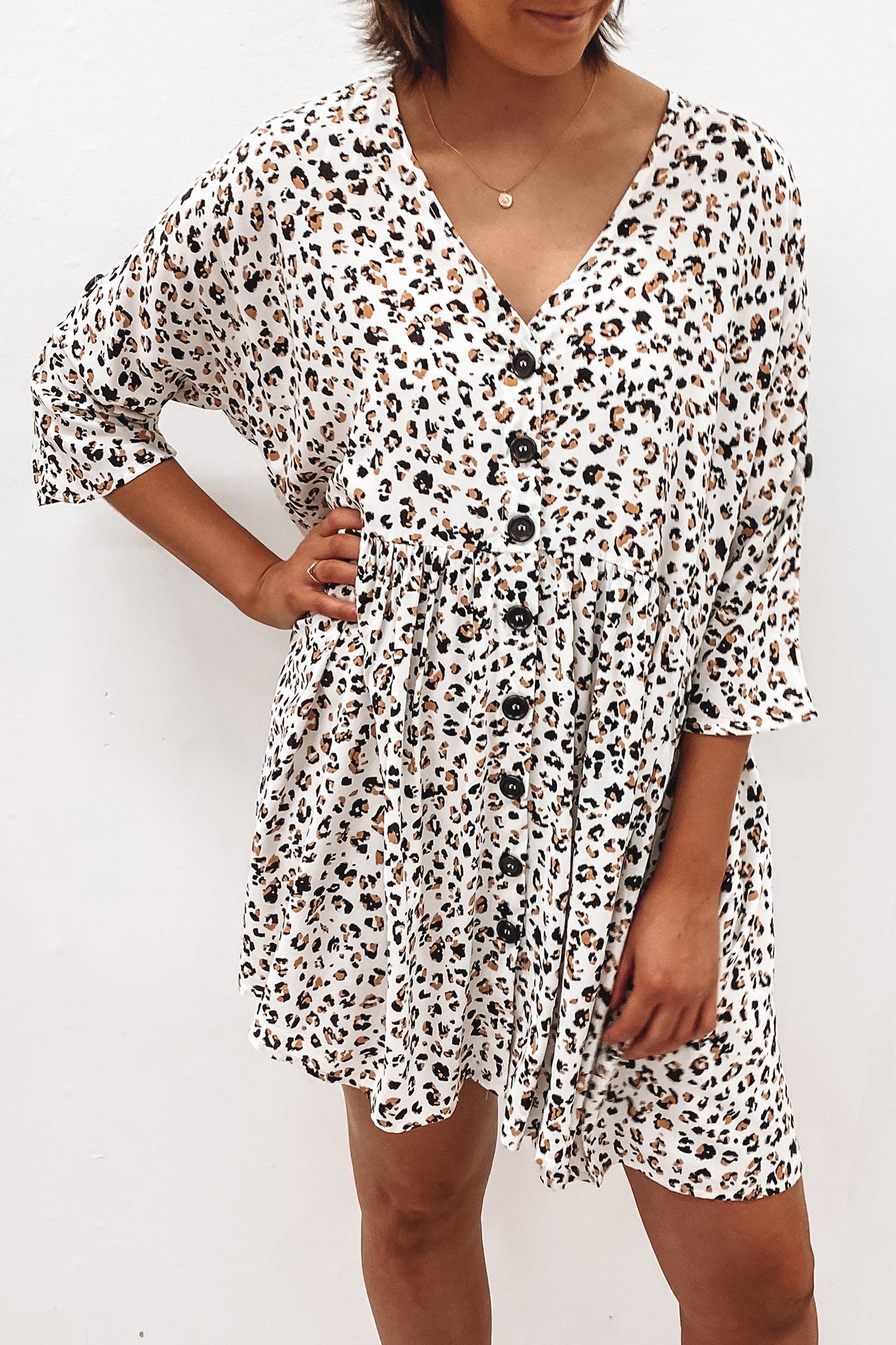 Mercury Dress White Leopard Print