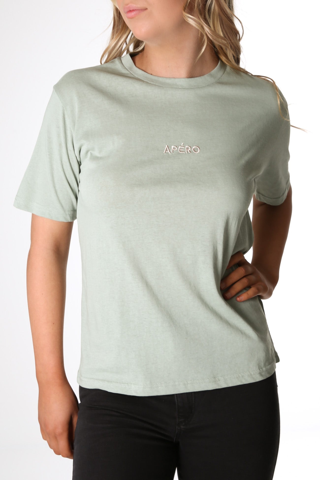 Mini Embroidered Tee Sage