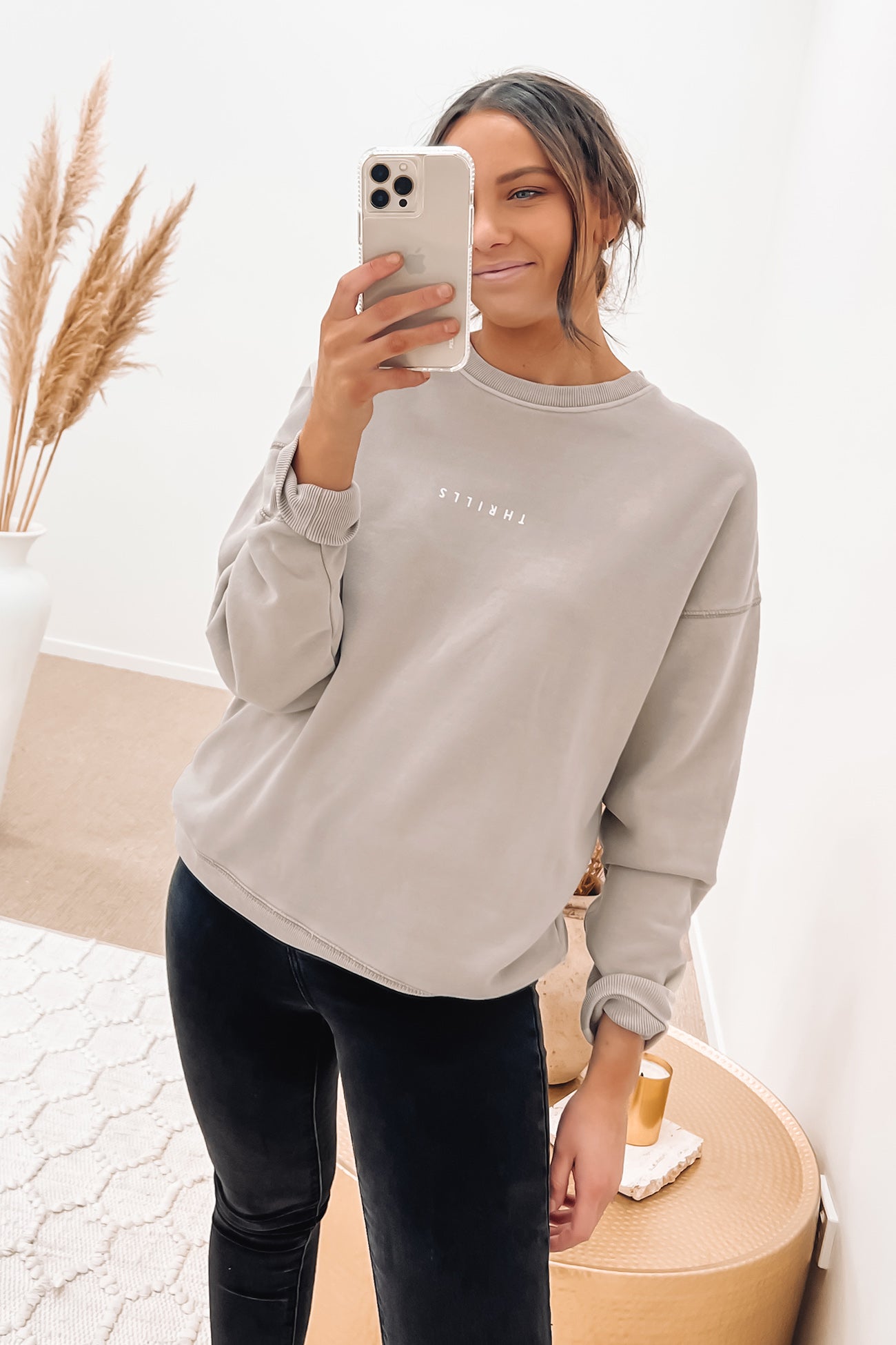 Minimal Thrills Slouch Crew Gravel