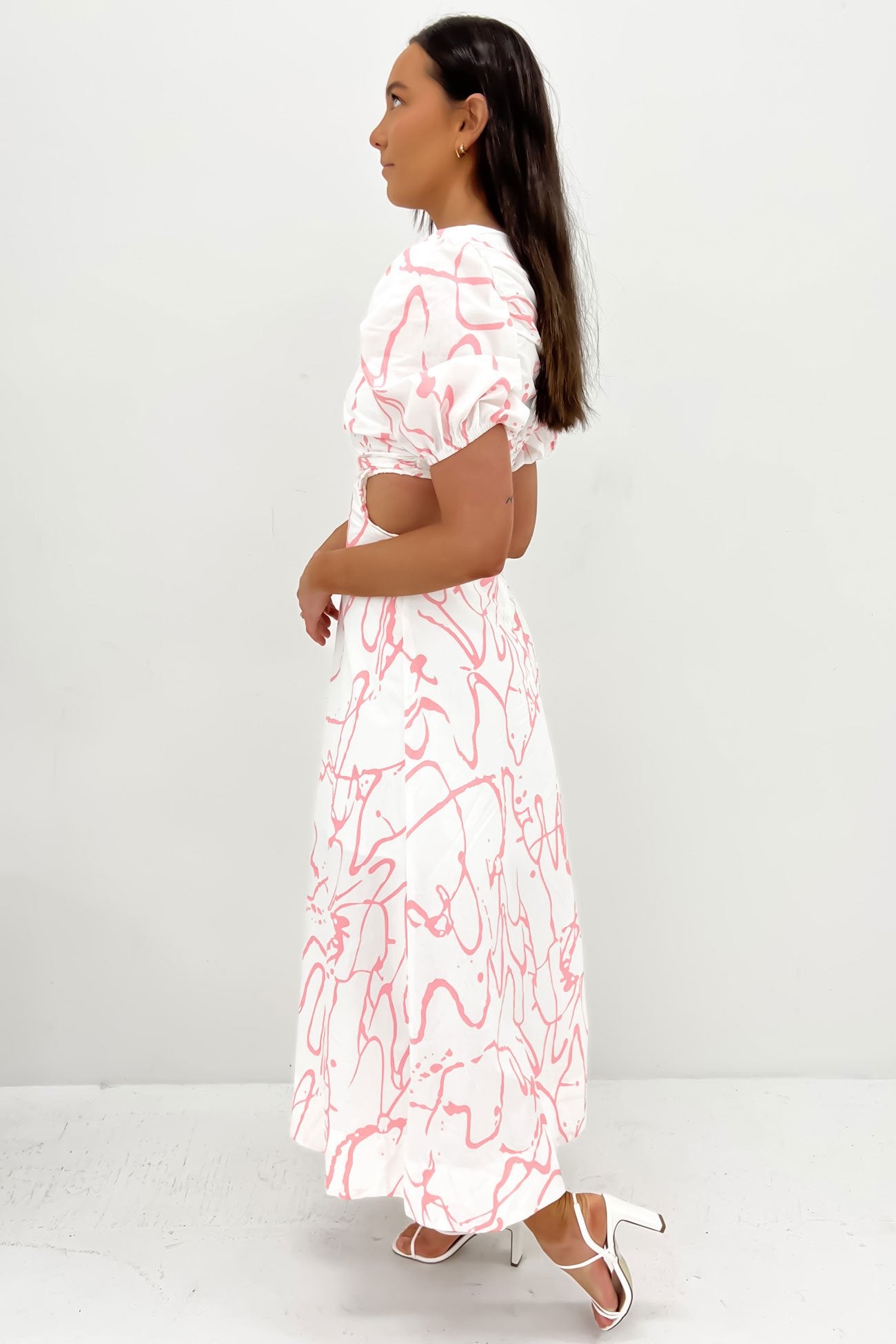 Miya Maxi Dress White Pink