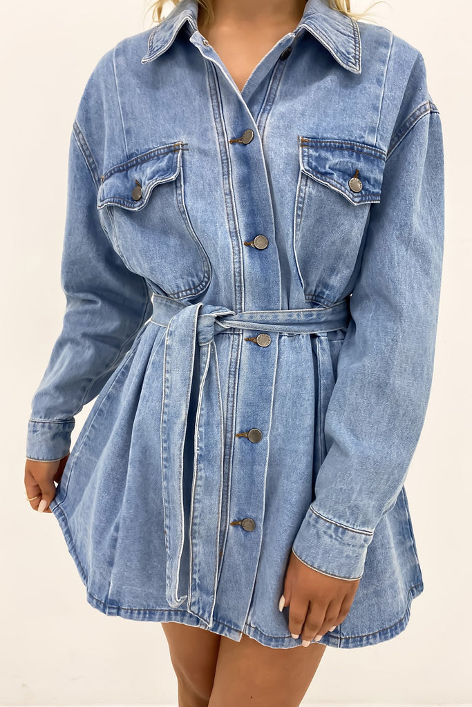 Myley Denim Mini Dress Blue Jean Jail
