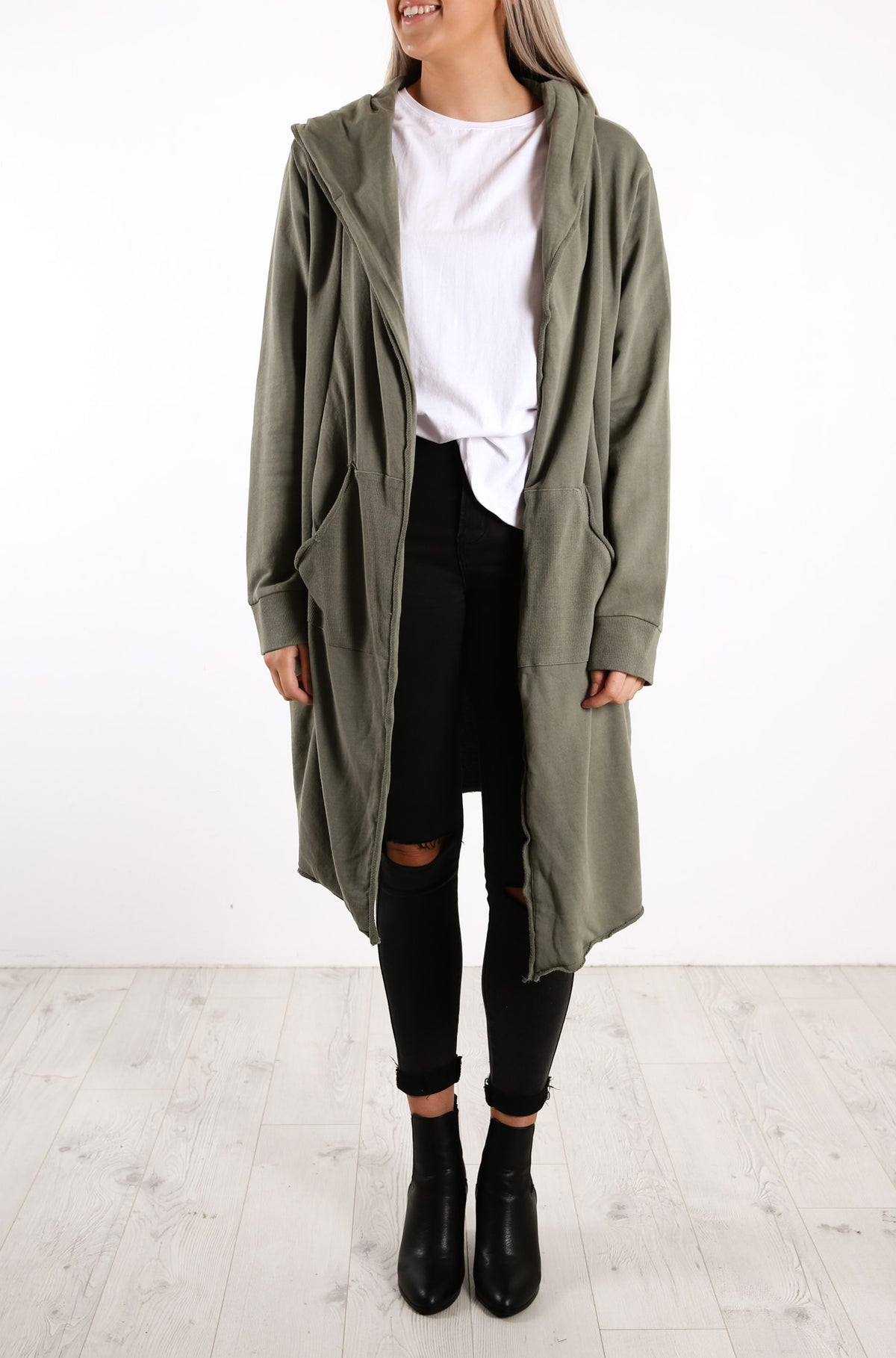 Naomi Hooded Cardigan Khaki