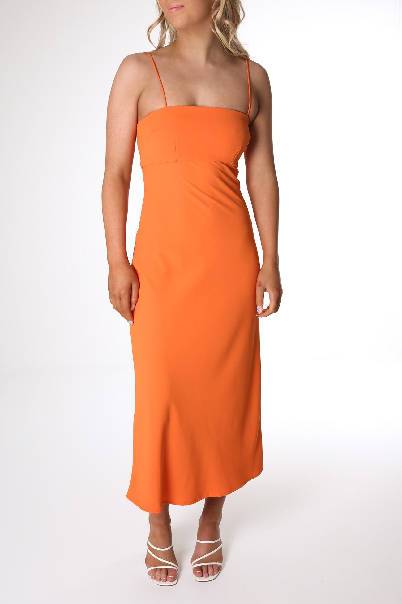 Nicole Bias Midi Dress Orange