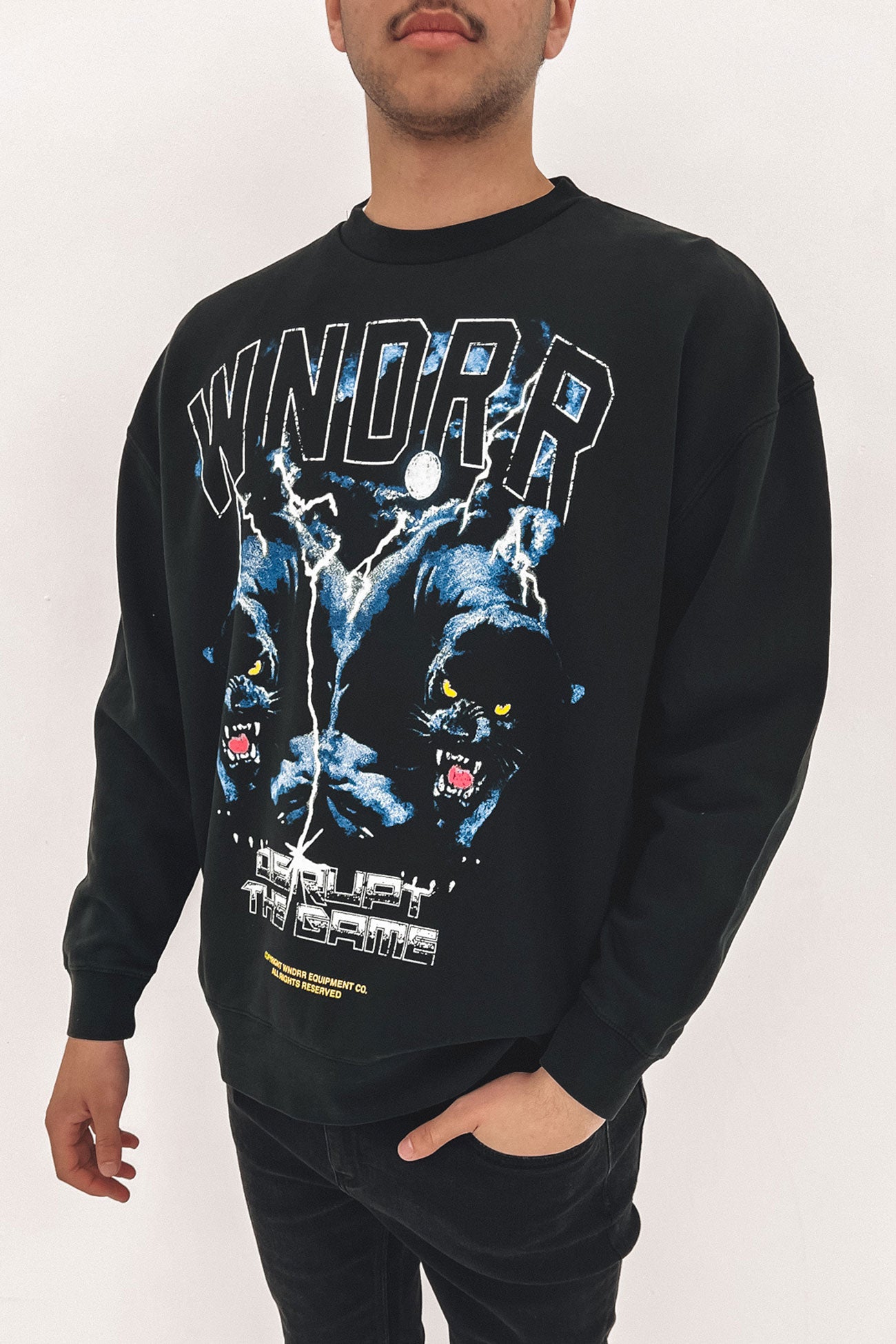 Nightcrawler Crew Sweat Washed Black