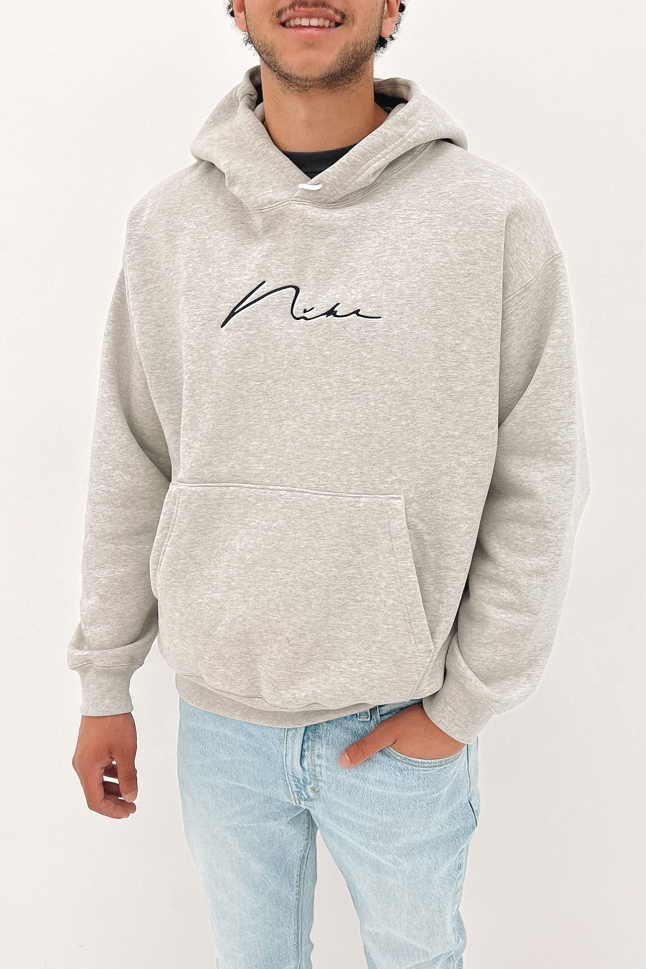 Nike SB Hand Script Logo Hoodie Grey Heather