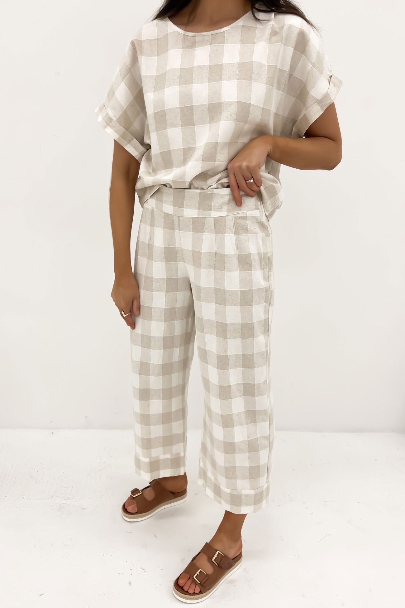 Nikola Pant Beige Check