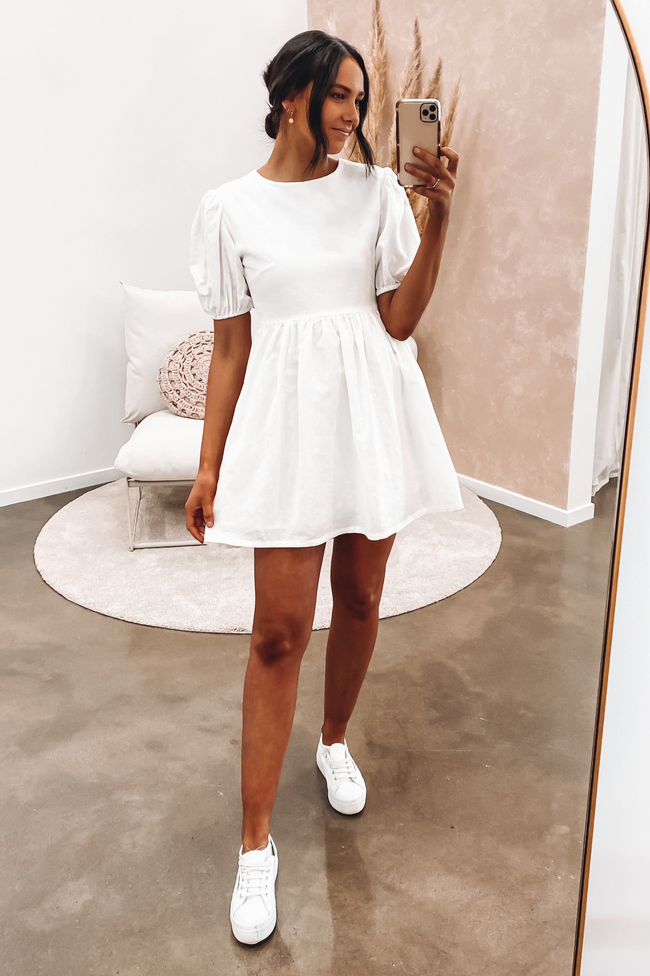 Nima Linen Mini Dress White