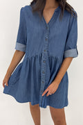Niomie Denim Mini Dress Mid Blue