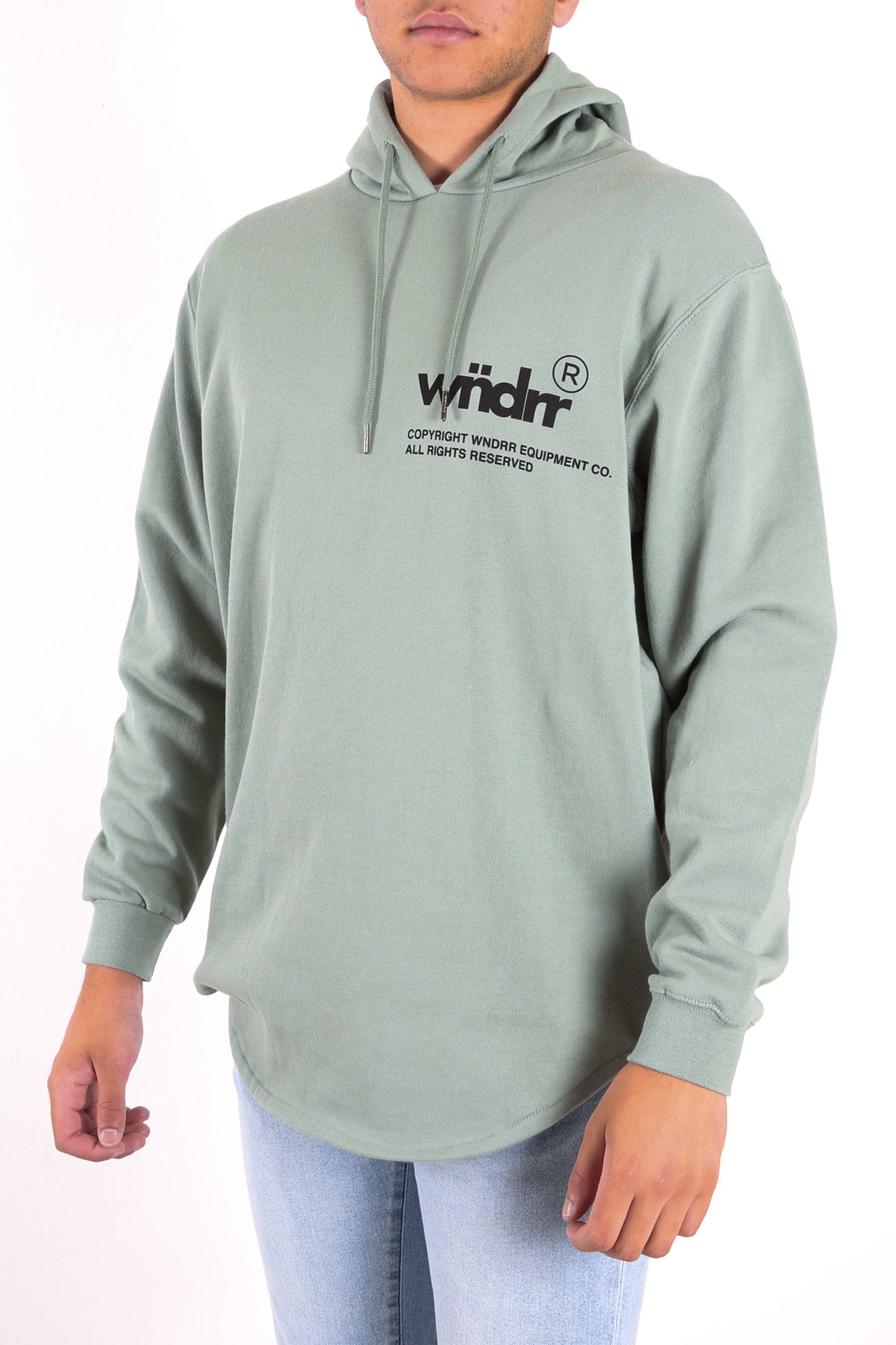 Offcut Curved Hem Hood Sweat Olive