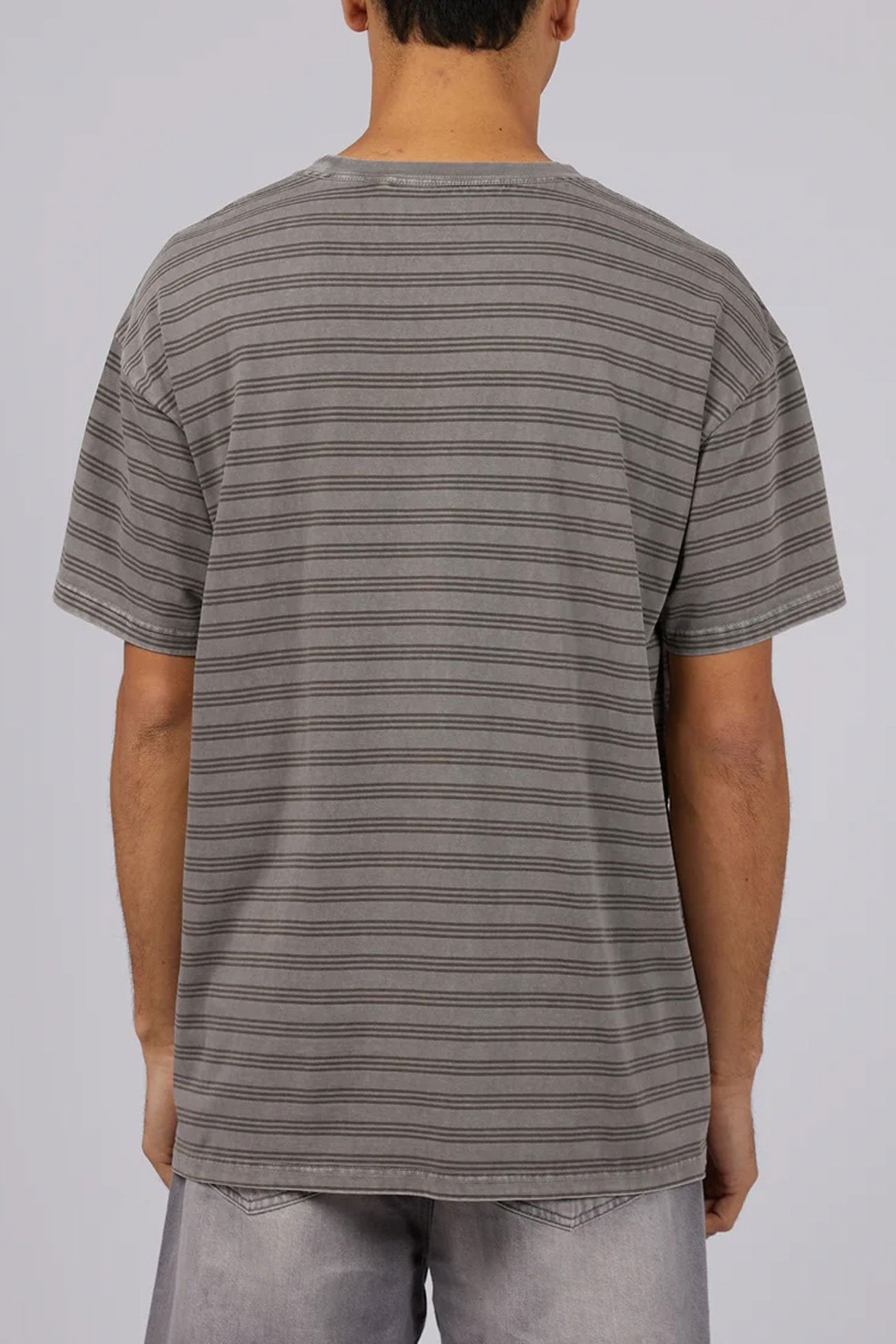 Overdyed Stripe Tee Charcoal