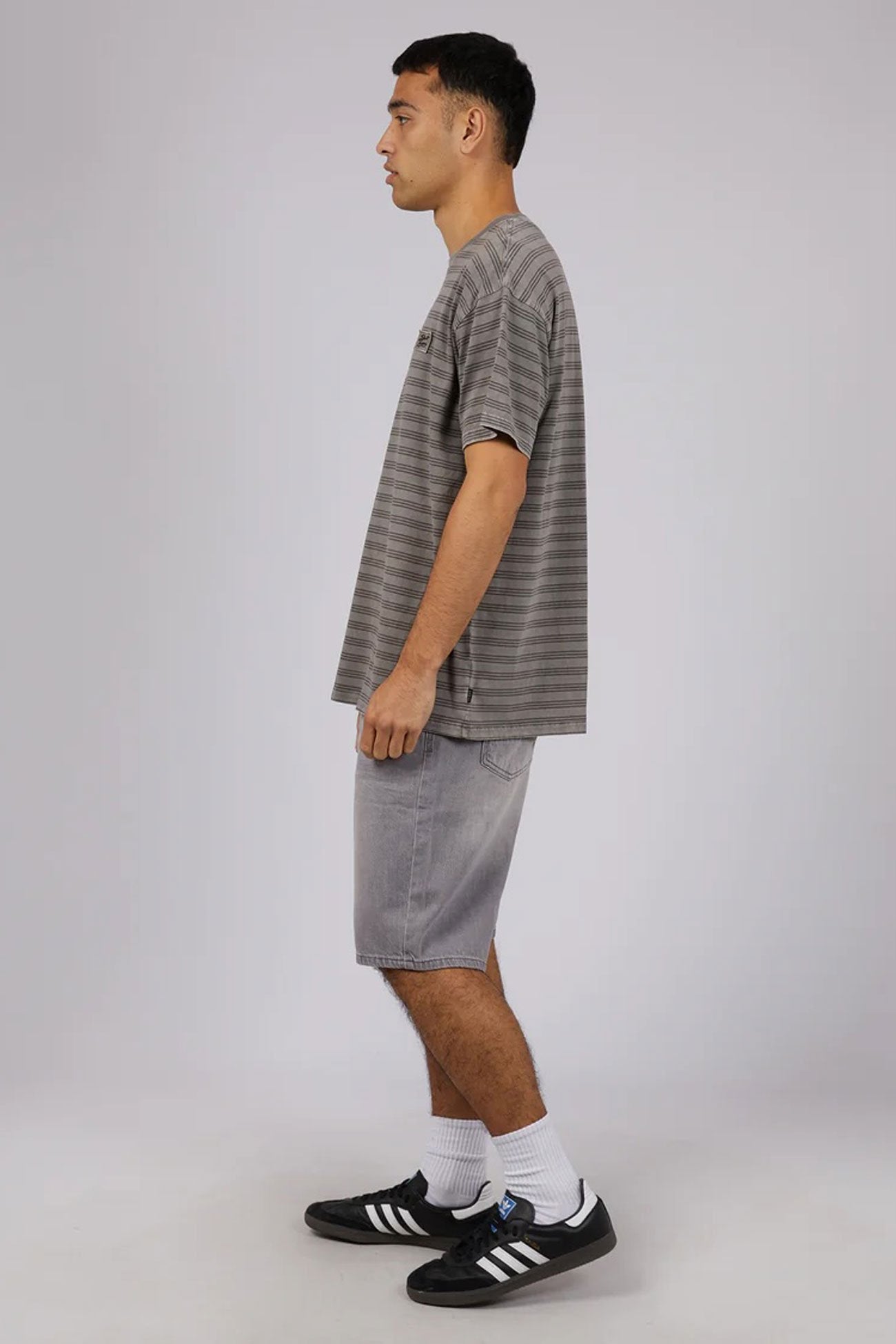 Overdyed Stripe Tee Charcoal