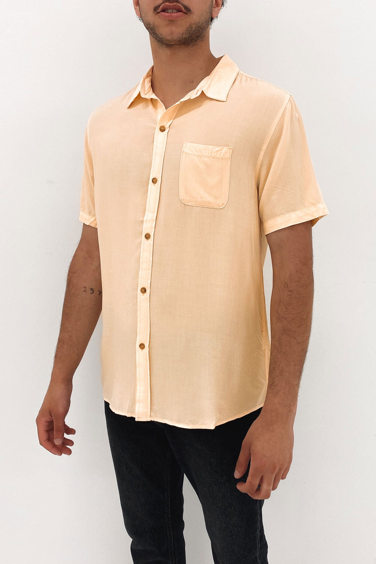 Razor Blade Short Sleeve Rayon Shirt Coconut