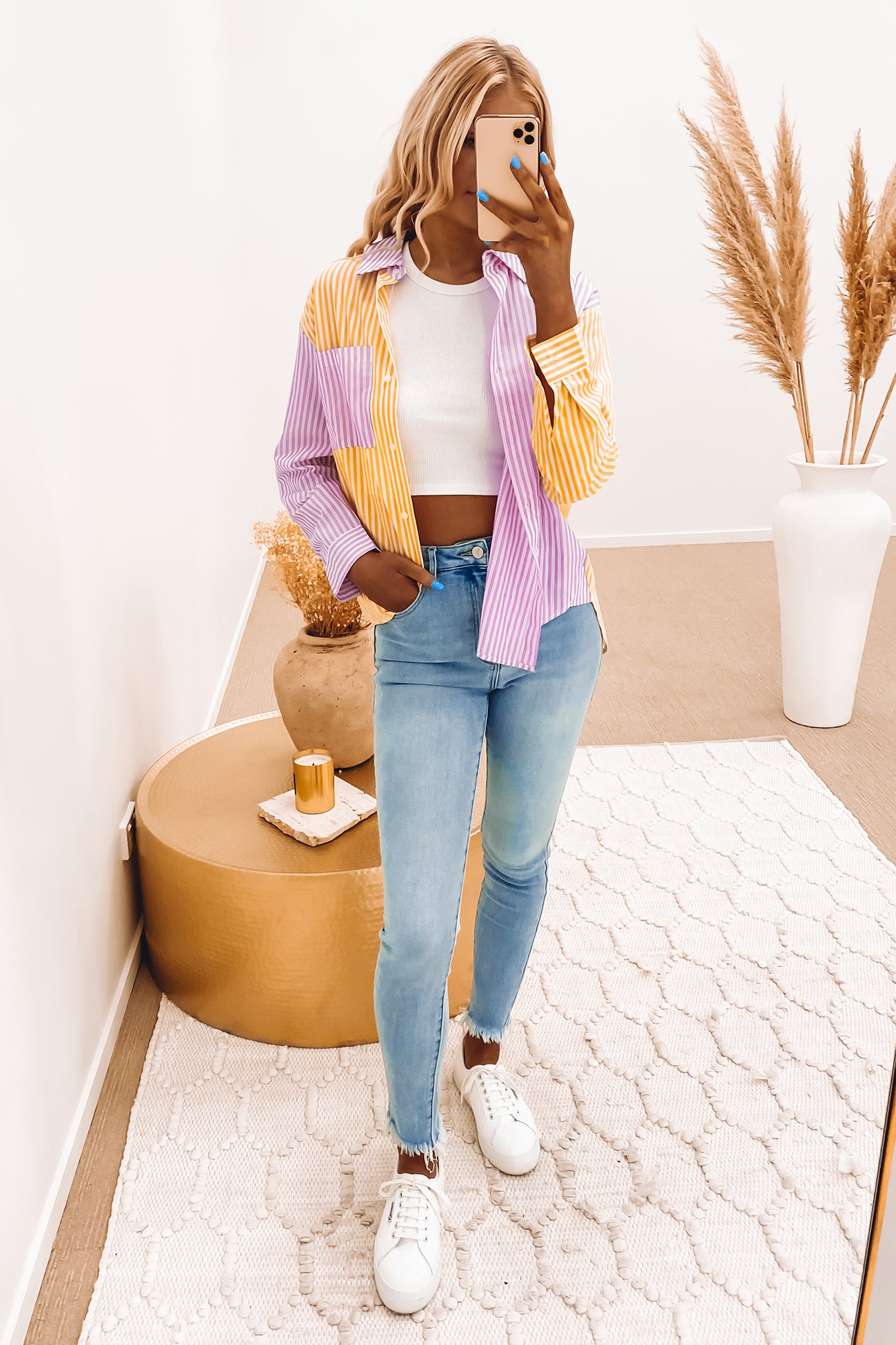 Rosie Shirt Purple Yellow Stripe