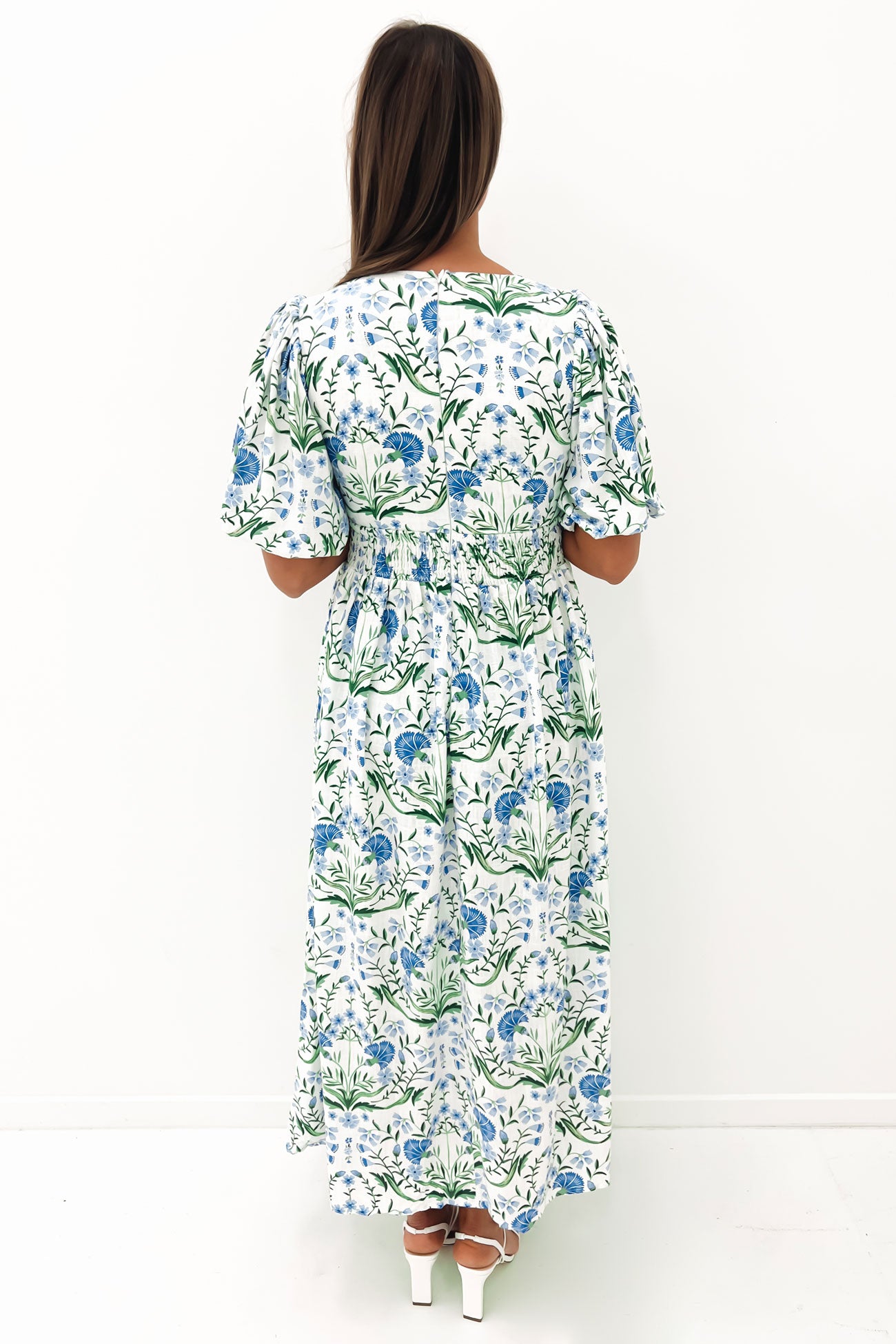 Sia Midi Dress White Floral