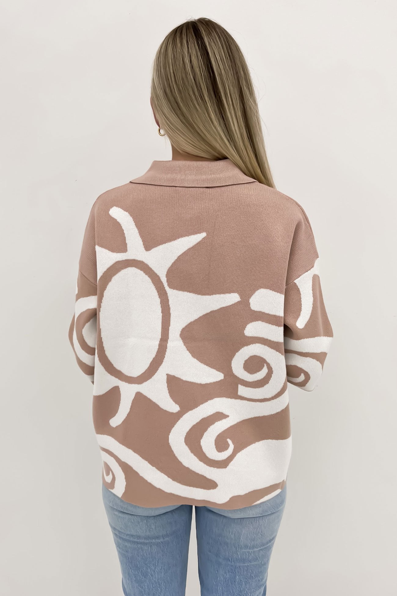 Sian Knit Top Tan White