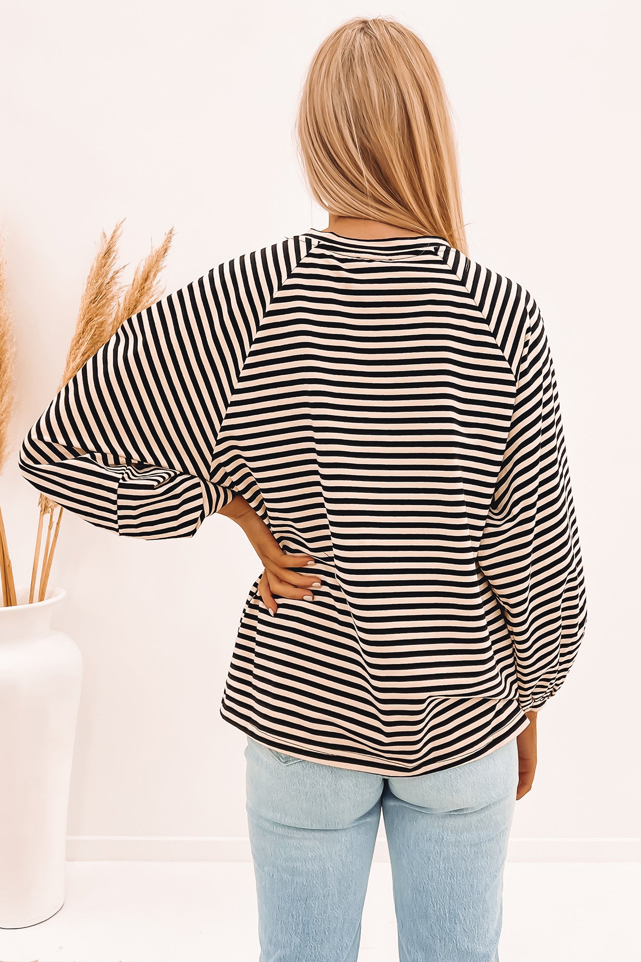 Sierra Balloon Sleeve Beaded Top Beige Black