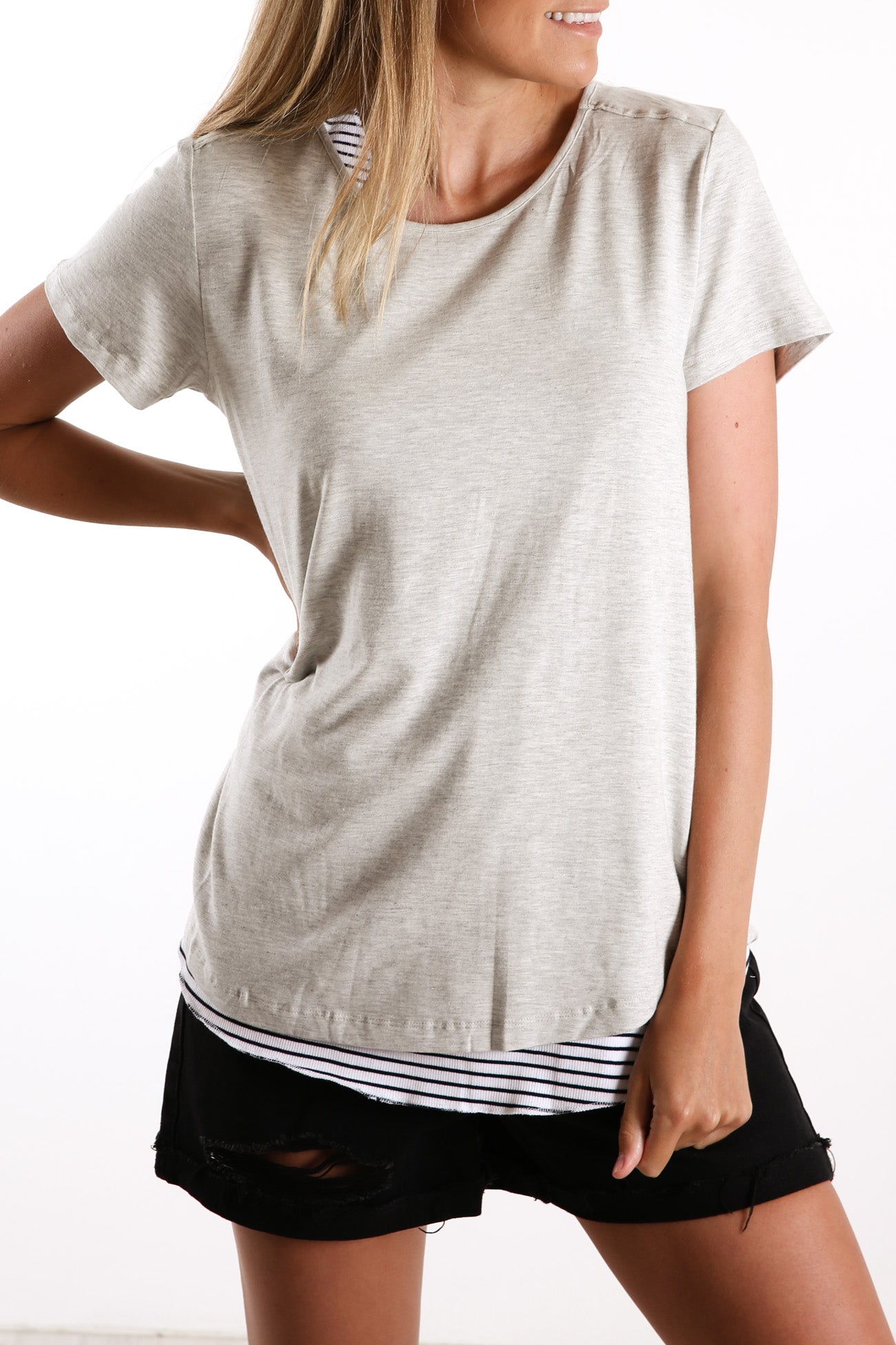 Sierra Luxe Tee Grey Marle