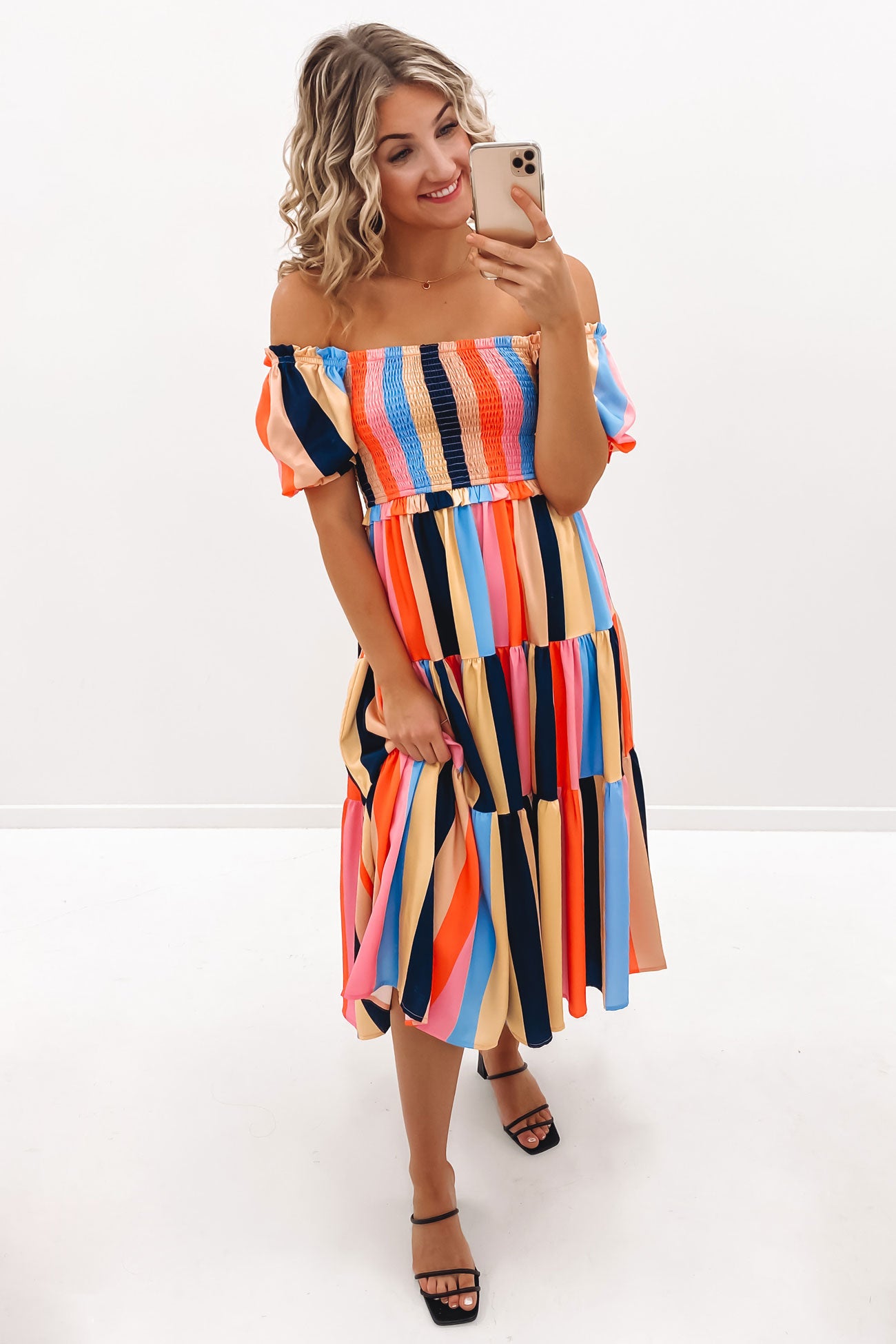 Spencer Midi Dress Licorice Stripe