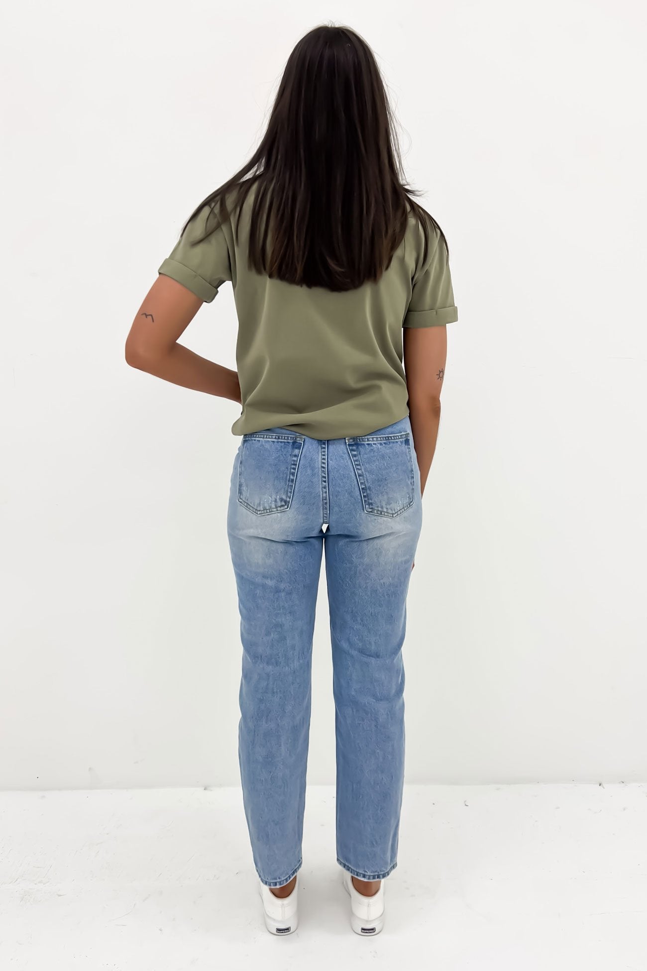 Stacie Mom Jean Rip Blue