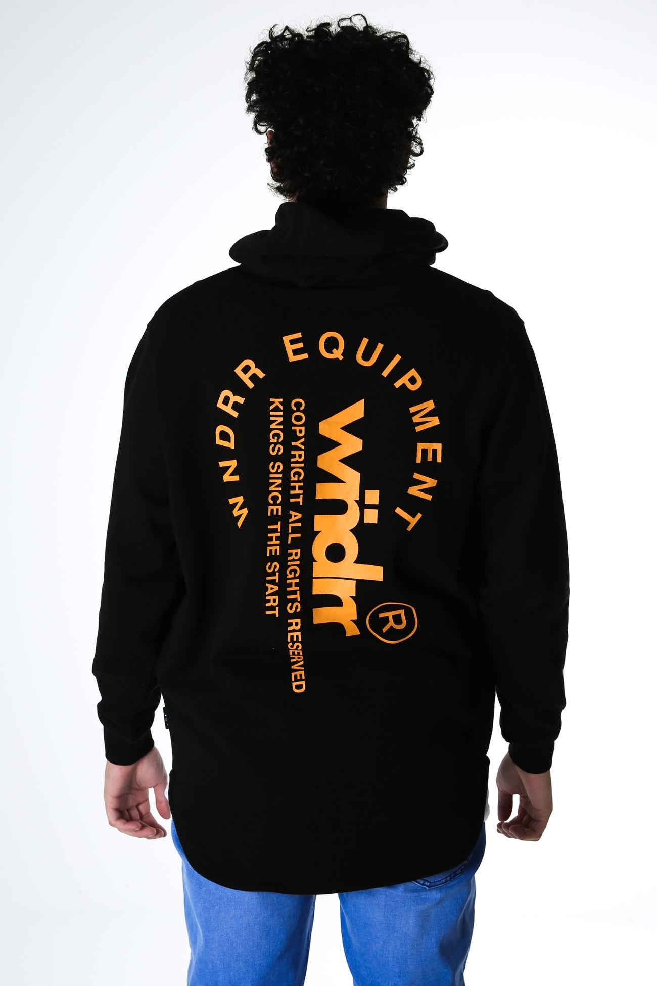 Stage Curved Hem Hood Sweat Black