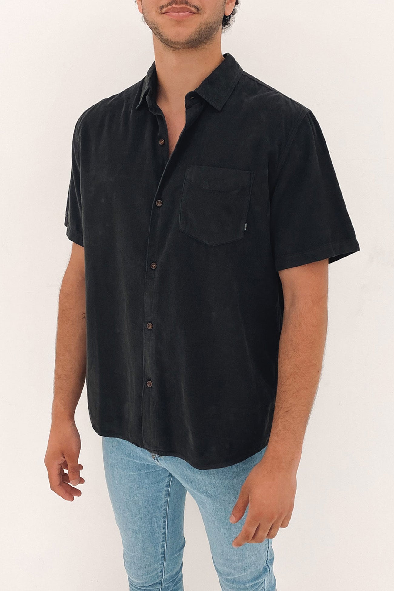 Stranded Cord Short Sleeve Shirt Dark Charcoal