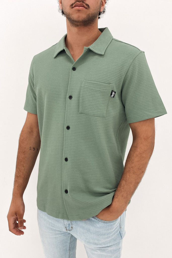 Soft Waffle Oversized T-Shirt - Sage Green