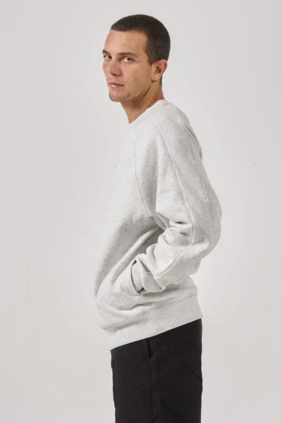 Superior Oversize Raglan Panel Crew White Marle