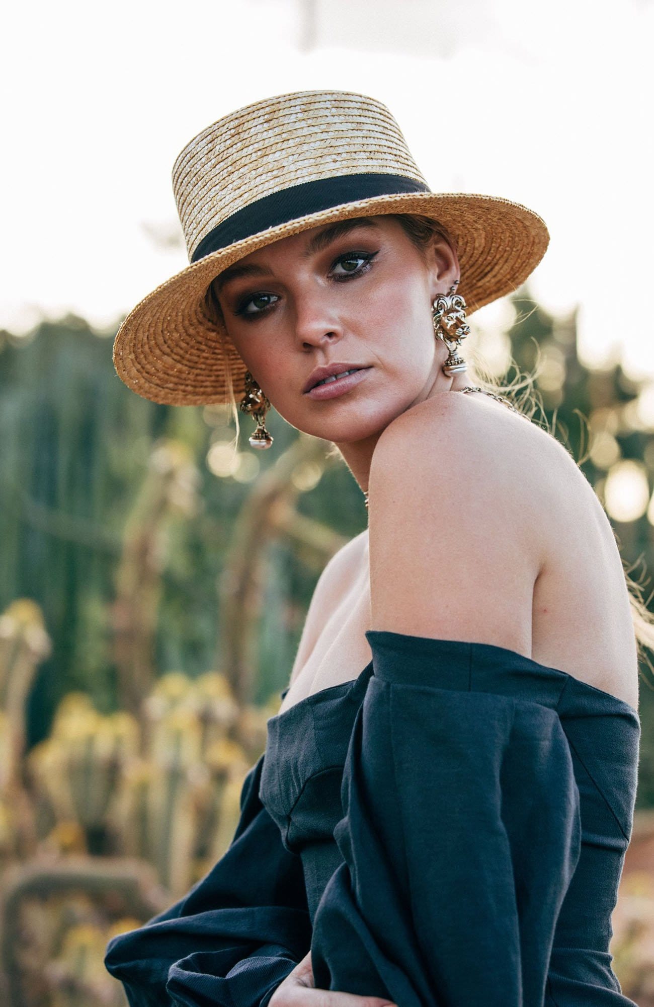 Thalia Natural & Black Boater Ace Of Something - Jean Jail