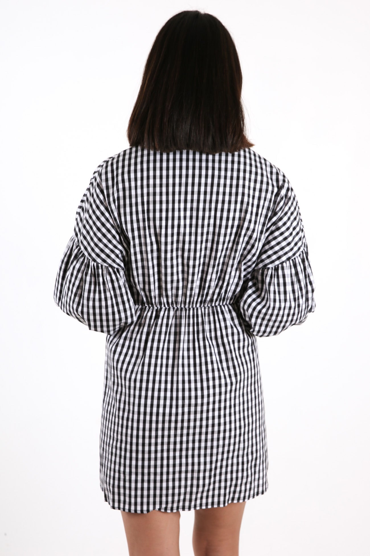Theodora Gingham Dress Black