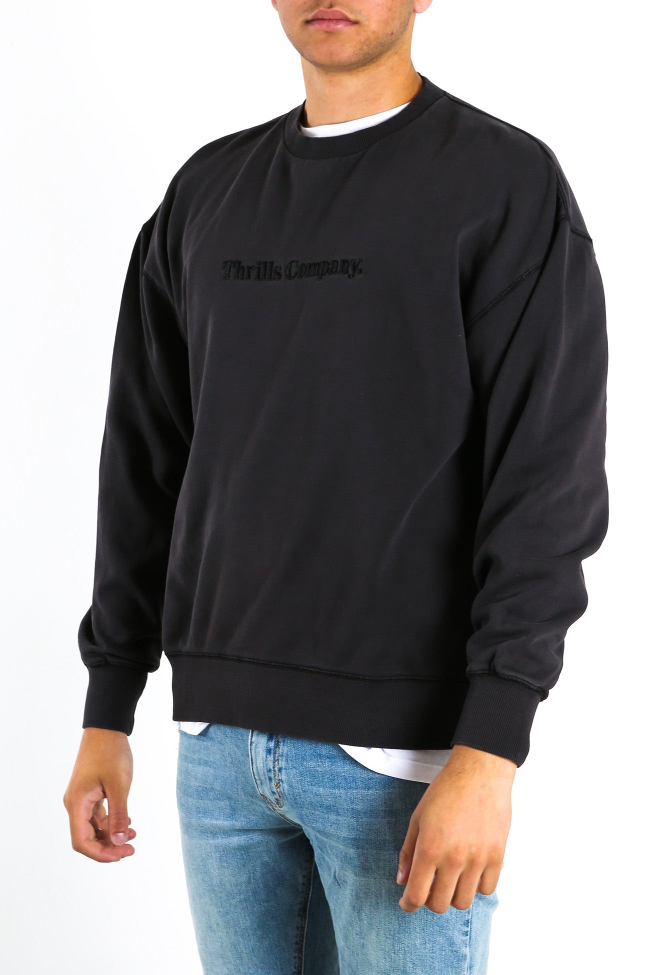 Tonal Thrills Company Slouch Fit Crew Heritage Black