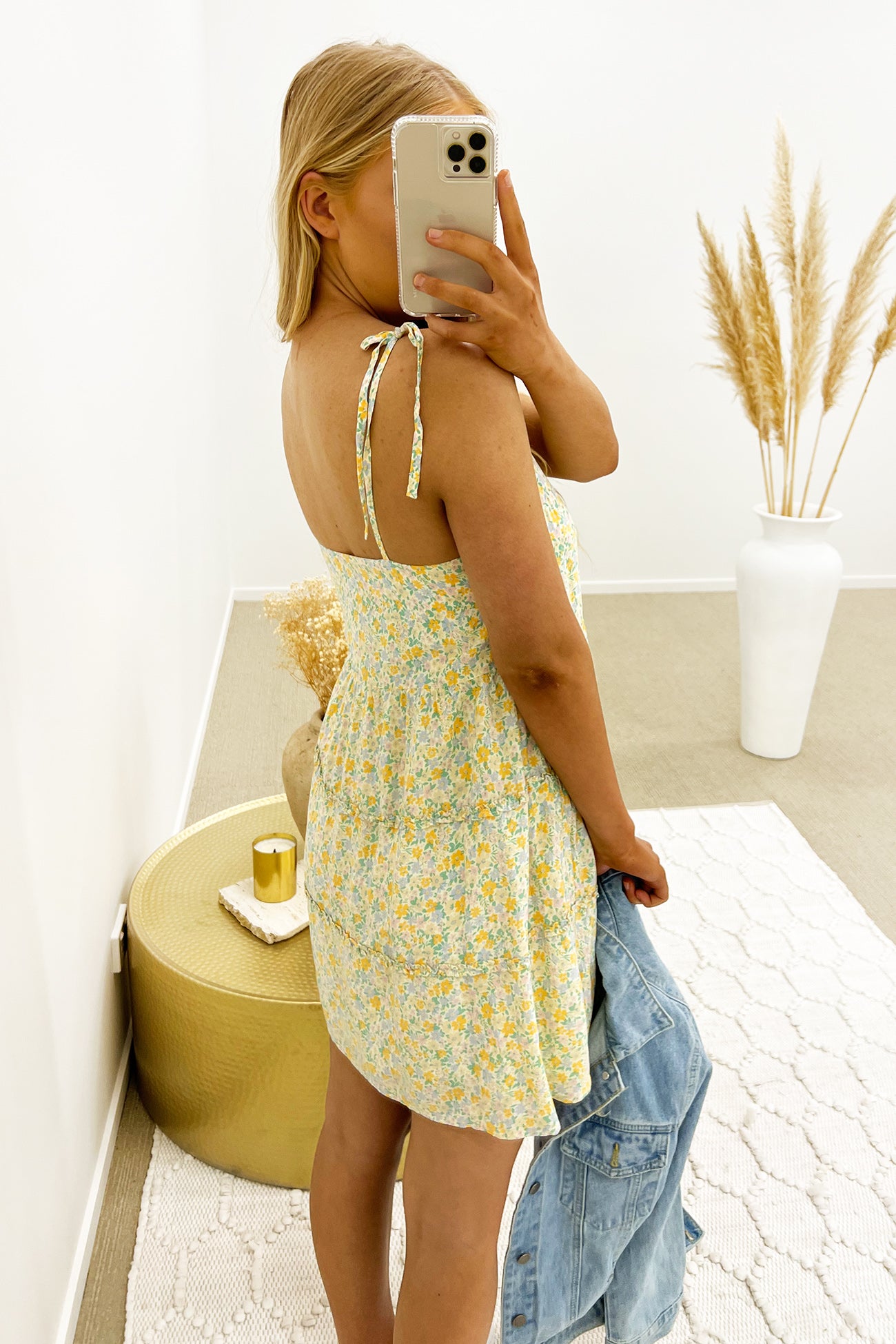 Trixie Tiered Mini Dress Lemon