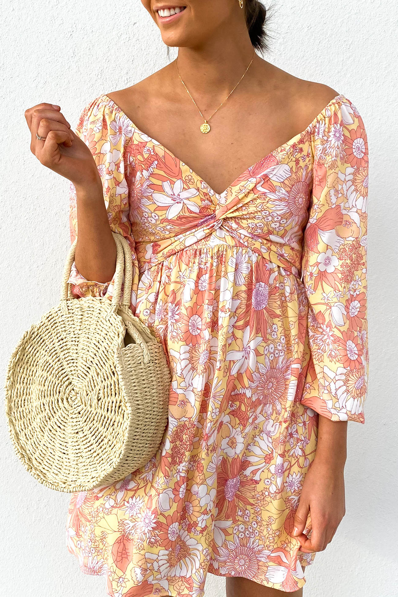 Tylah Mini Dress Orange Floral