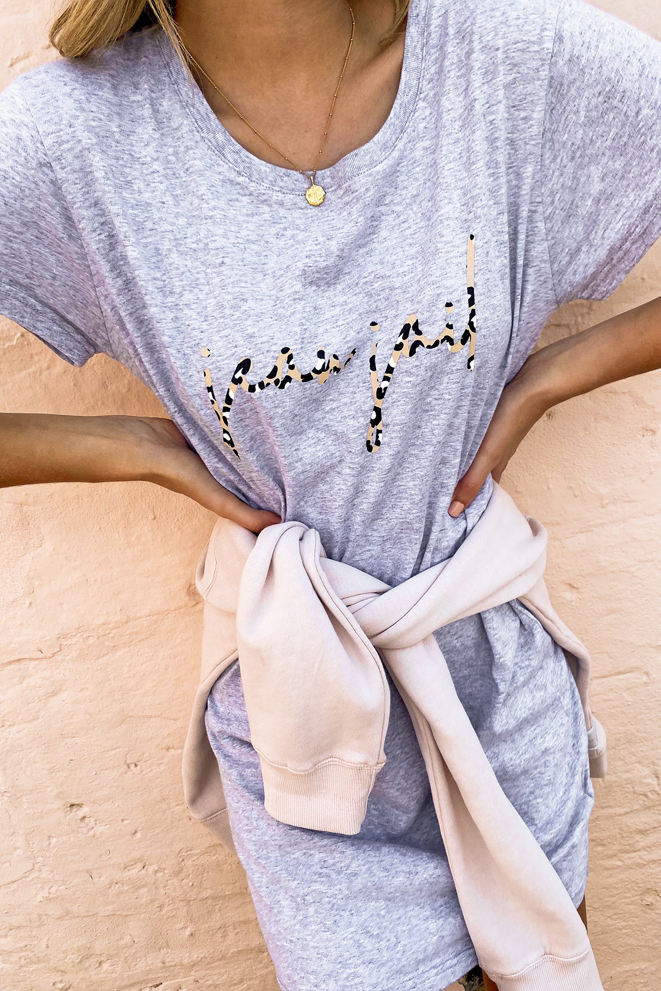 Unstoppable Tee Dress Grey Marle Leopard