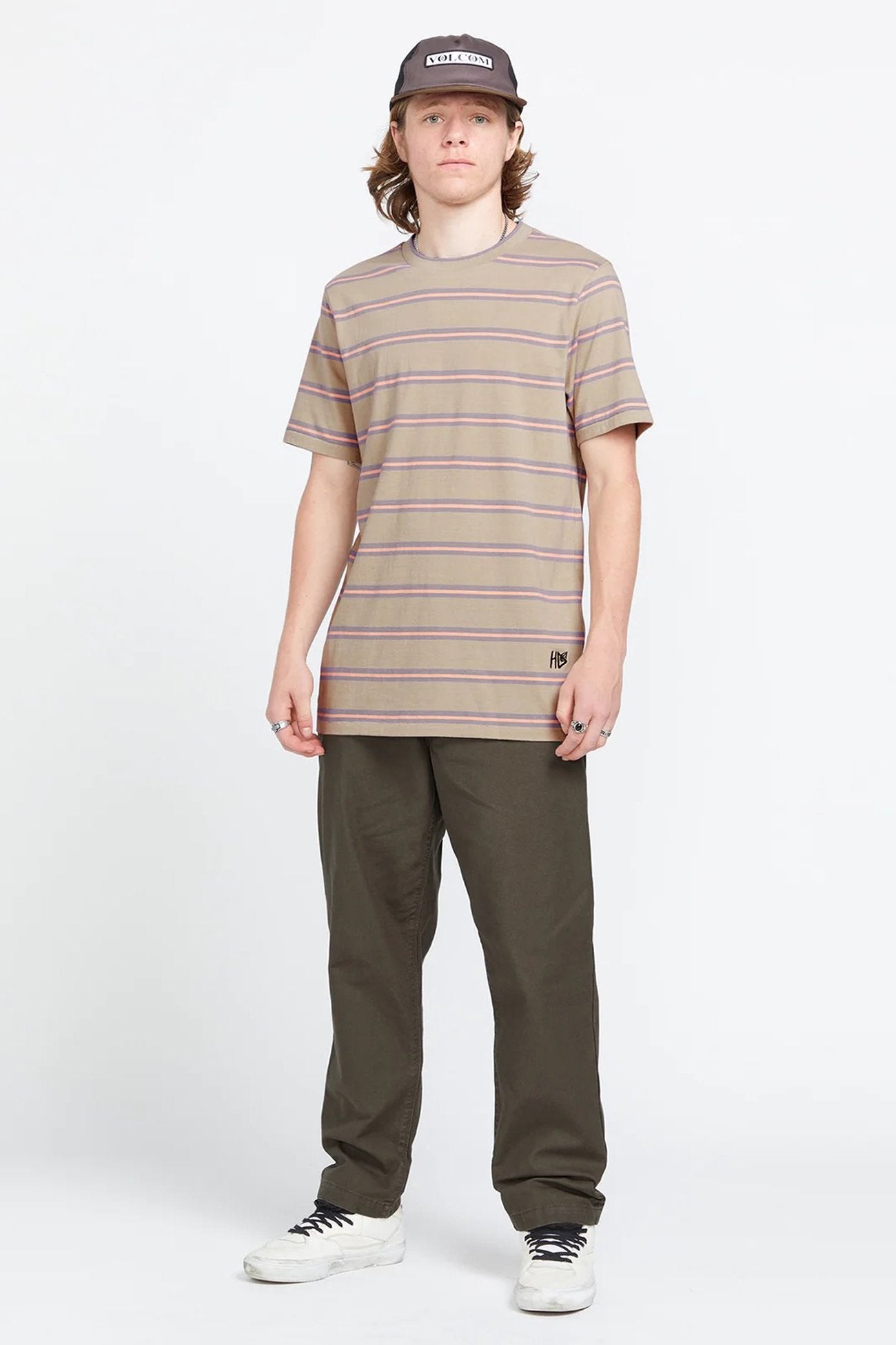 V ENT Hockey Dad Crew Short Sleeve Light Khaki